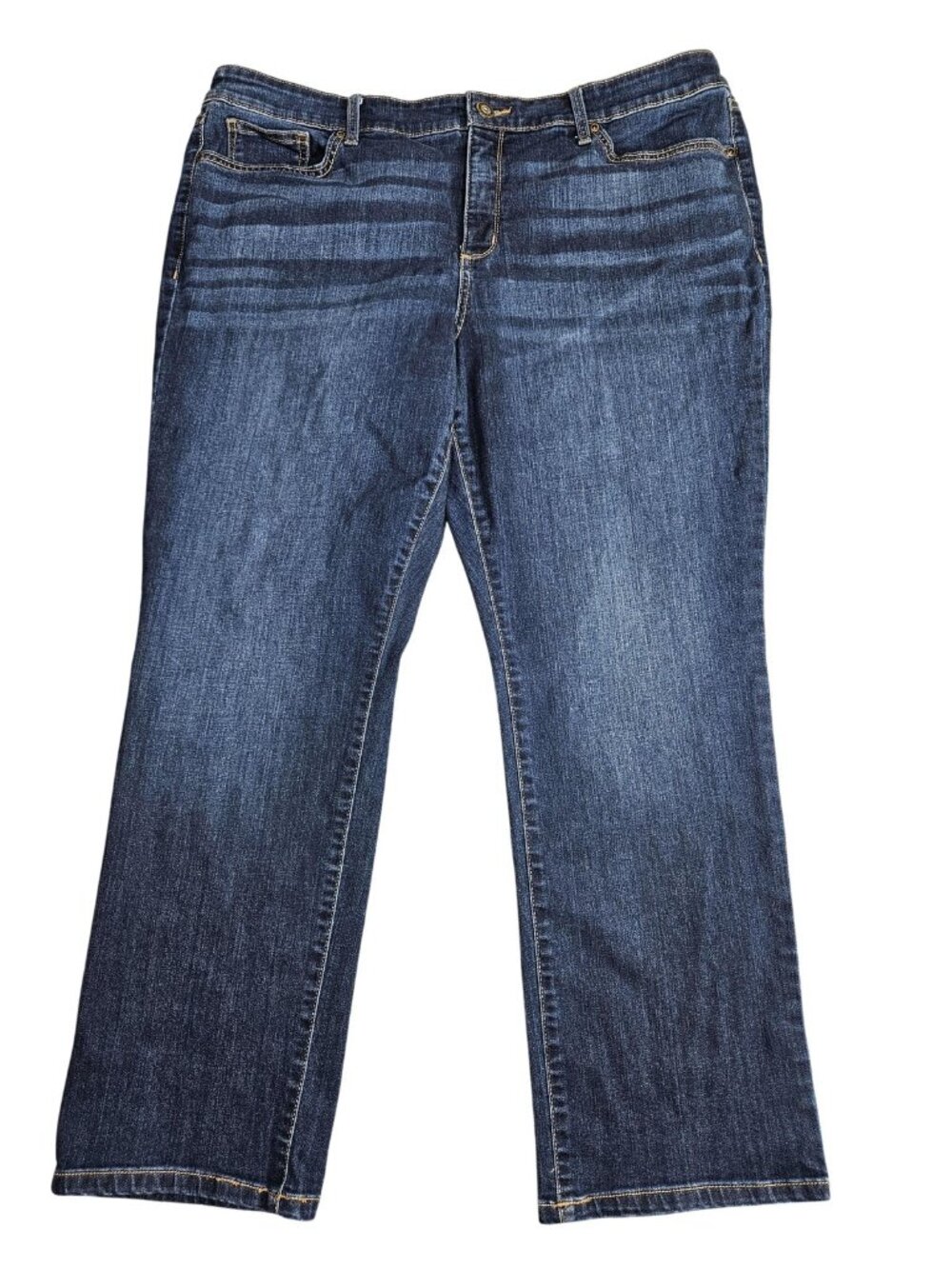 St.‎ John's Bay Straight Jeans Womens 18P Blue Med Wash High Rise Stretch Denim